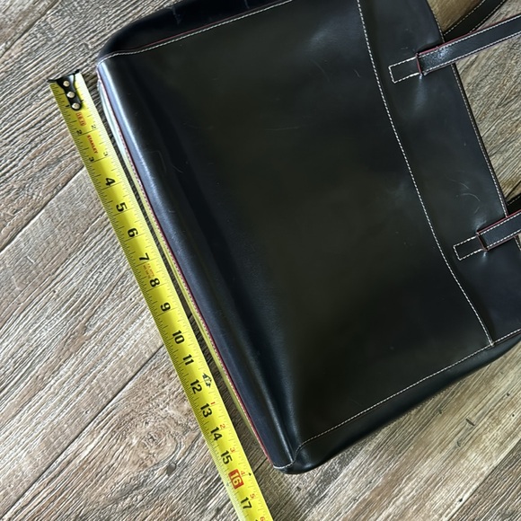 LODIS BEAUTIFUL LEATHER BLACK WITH RED TRIM LAPTOP BRIEFCASE - Picture 14 of 15